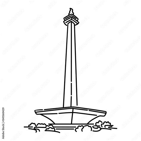 Monumen Nasional (MONAS) Indonesian monument landmark in Jakarta line ...