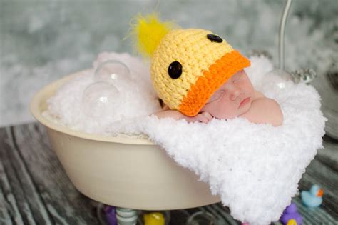 Rubber ducky baby hat yellow duck cap orange newborn baby boy | Etsy