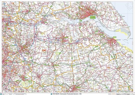 Doncaster - DN - Postcode Wall Map - 47" x 33.25" Paper: Amazon.co.uk: Office Products