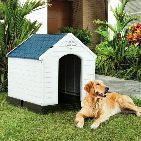 Gymax Plastic Dog House Medium-Sized Pet Puppy Shelter Waterproof ...