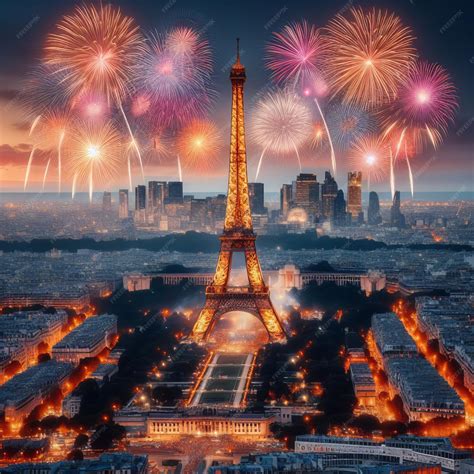 Premium Photo | Fireworks over the Eiffel Tower in Paris France