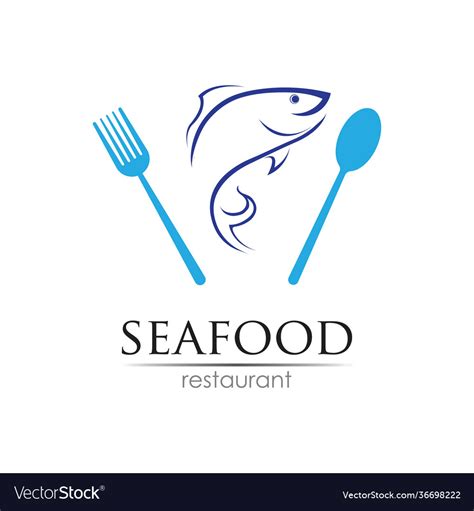 Seafood restaurant logo design fish food Vector Image