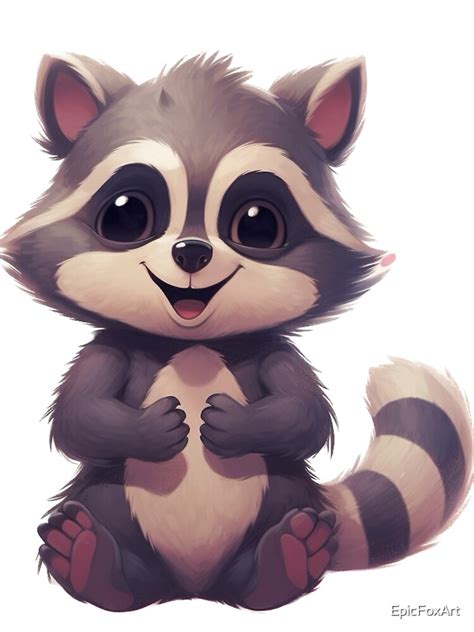 "Cute Cartoon Baby Raccoon Illustration with friendly smiling face ...