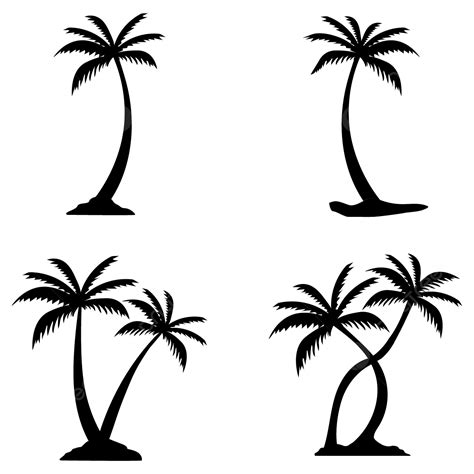 Small Palm Tree Silhouette PNG Images, Palm Tree Silhouette, Silhouette, Set, Palm Tree PNG ...