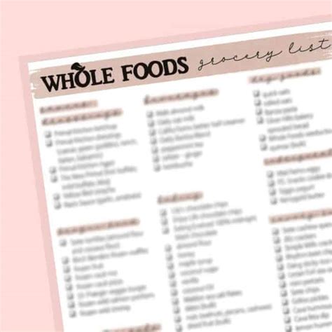 whole foods grocery list