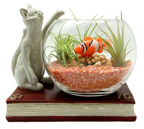 Cat & Glass Fish Bowl Ornament Aquarium Fish Tank Vintage Retro Home ...