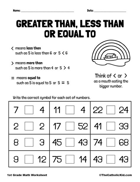 Greater Than Less Than Worksheets Grade 1