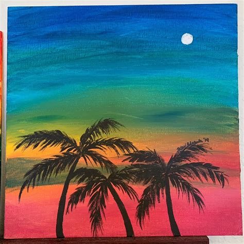 Sunset / Palm Tree Painting | Palm trees painting, Tree painting easy, Painting art projects