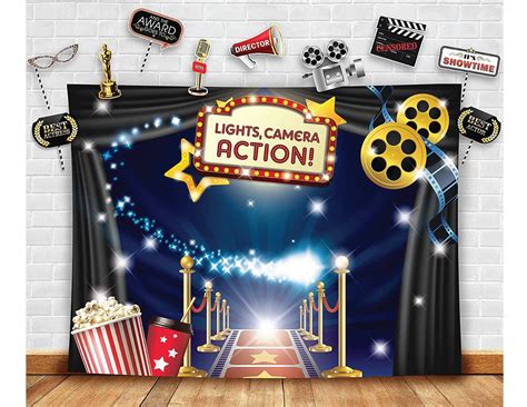 Movie Night Party Backdrop, Movie Night Hollywood Photography Backdrop, Movie Theme Photo Booth ...