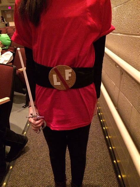 Guard costume- large red t-shirt and black leggings and belt made by a mom. Swords were from ...