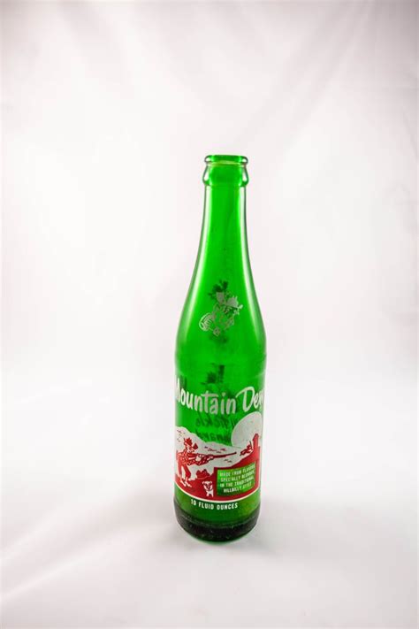 Vintage Mountain Dew 10oz Bottle ACL Green Glass Bottle Red White ...