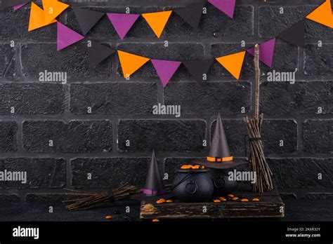 Halloween background with witches hat Stock Photo - Alamy