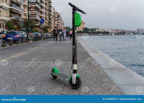 Parked Lime Electric Scooter Rental without Passenger. Editorial Photography - Image of bike ...