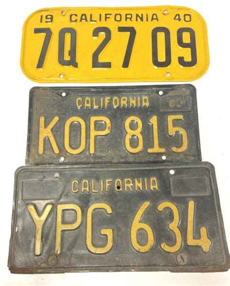 Lot - 3 Vintage California License Plates