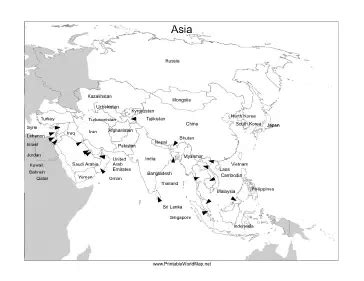 Map Of Asia Printable Labeled - Elayne Marybelle