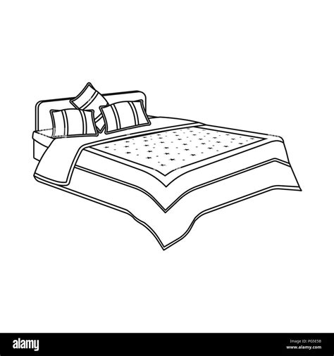 Men's bed with a blue bed and stars.Bed single icon in outline style ...