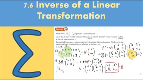 7.6 Inverse of a Linear Transformation (CORE 1- Chapter 7: Linear transformations) - YouTube