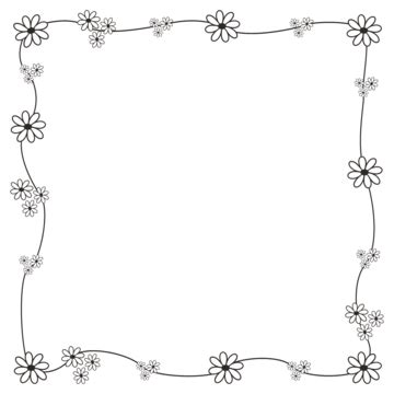 Flower Border Black And White Simple Hand Drawn, Flower Border, Borders ...