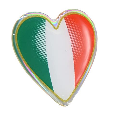 Italian Flag 3D Heart Shaped Sticker : Italian Auto Parts & Gadgets Store