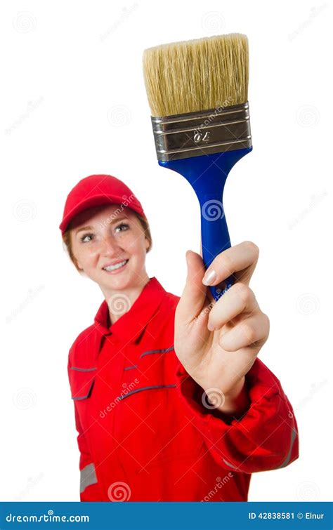 Woman Painter in Red Coveralls Isolated Stock Image - Image of domestic, isolated: 42838581