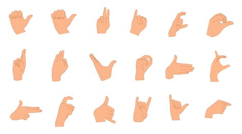 Set of different hand gestures. Hand sign. Vector illustrations of hand ...