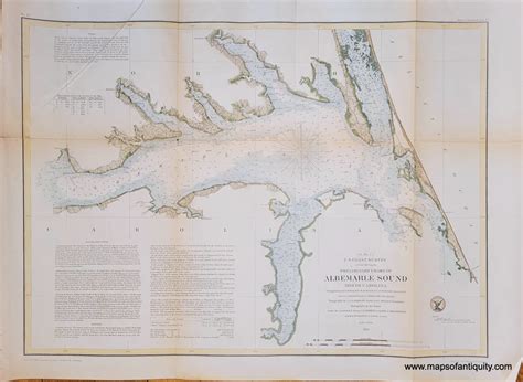 1855 Albemarle Sound North Carolina NC Antique Coast Chart Map – Maps ...