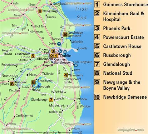 Dublin map - Top 10 attractions in the Greater Dublin metro area in ...