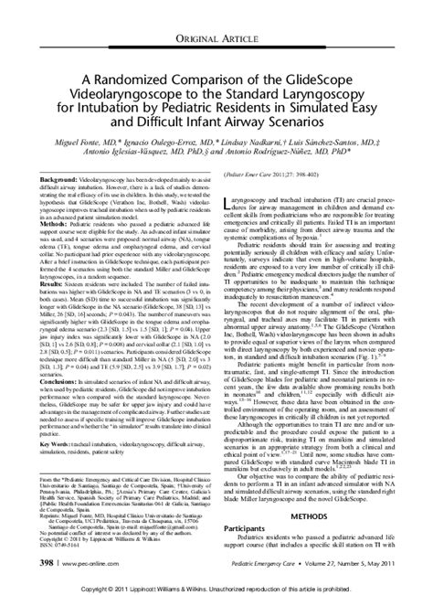 (PDF) A Randomized Comparison of the GlideScope Videolaryngoscope to ...