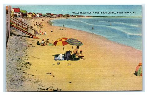 Postcard Wells Beach South West from Casino, Wells Beach ME Maine 1948 L34 | United States ...