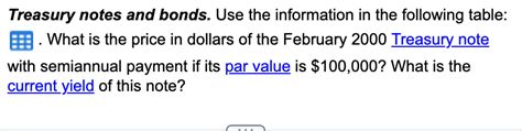 Solved Treasury notes and bonds. Use the information in the | Chegg.com