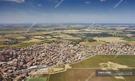 Aerial view of Rome city buildings and fields — town, greenery - Stock ...