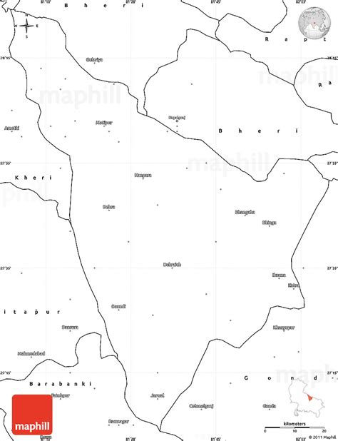 Blank Simple Map of Bahraich