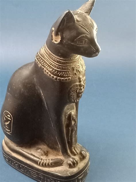 Unique Egyptian goddess Bastet cat statue heavy black stone | Etsy