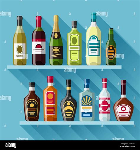 Alcohol drinks background design. Bottles for restaurants and bars ...