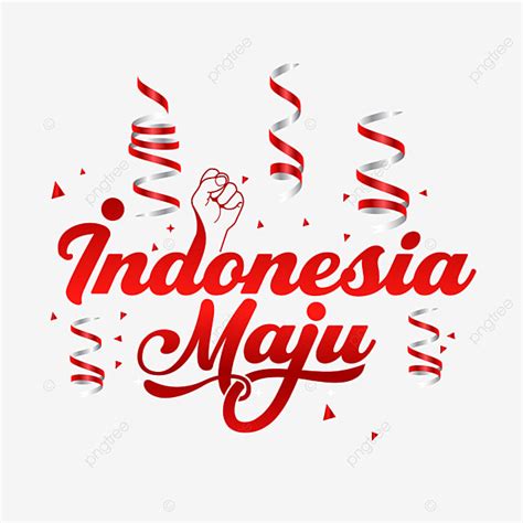 Celebration Ribbon Vector Hd PNG Images, Text Art Indonesia Maju With Red Ribbon Celebration ...