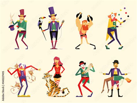 cartoon circus characters. circus performers set Stock Vector | Adobe Stock