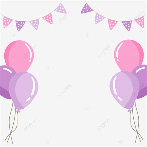 Pink Birthday Balloons Vector Hd PNG Images, Birthday Template Png With ...