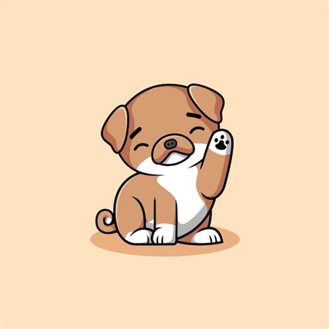 Premium Vector | Cute brown dog happy to greet cartoon illustration