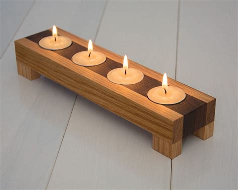 Wood candle holder. Tea light candle holder. Home decor.