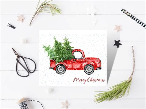 Vintage Truck Christmas Cards / Holiday Antique Truck Cards / Holiday Greeting Cards / Family ...