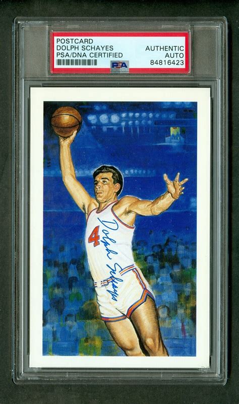 Dolph Schayes Autographed Signed Ron Lewis Art Hall Of Fame Postcard PSA/DNA Encased Autograph