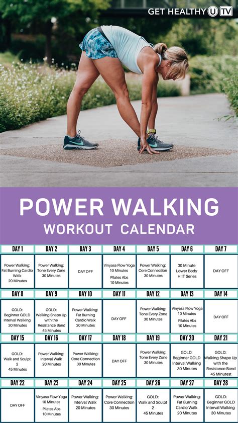 Indoor Power Walking Calendar | Get Healthy U TV | Power walking, Walking exercise, Walking plan