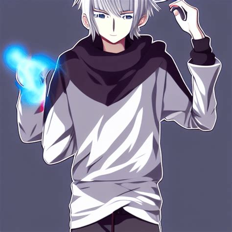 White Hair Anime Boy With Red Eyes