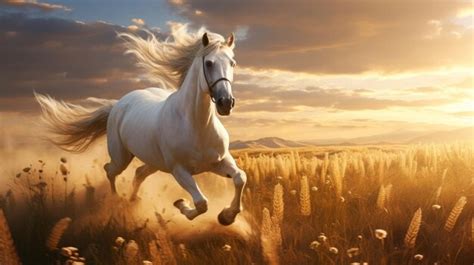 Premium AI Image | Powerful Symbolism Hyperrealistic White Horse ...