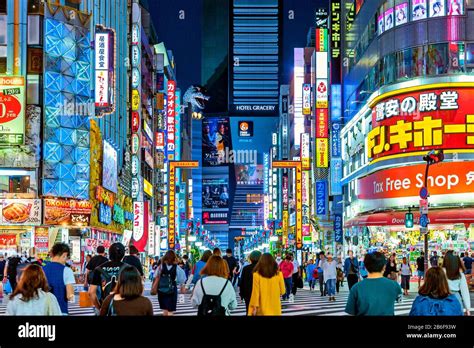 Kabukicho Shinjuku Godzilla Road Tokyo Japan Neon Lights Night Stock Photo - Alamy