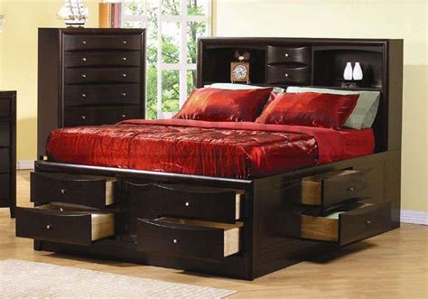 fabulous king size bed frame with storage drawer and bookcase headboard ...