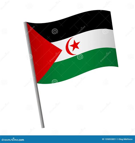 Sahrawi Arab Democratic Republic Flag Icon Stock Illustration - Illustration of country, waving ...