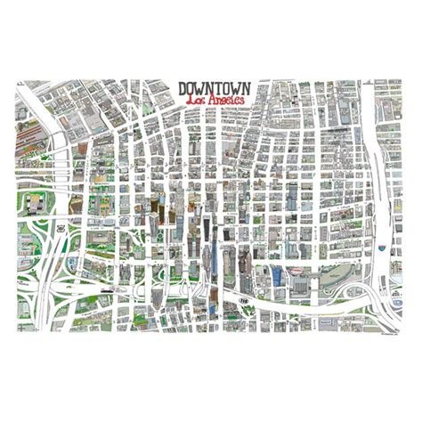 Downtown Los Angeles L.A. Hand-drawn Map Print California Art Home ...