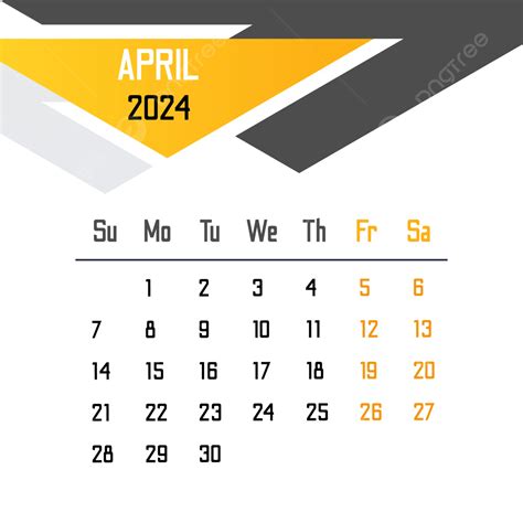 Calendar April 2024 Vector, April 2024 Calendar, April 2024, Calendar 2024 PNG and Vector with ...