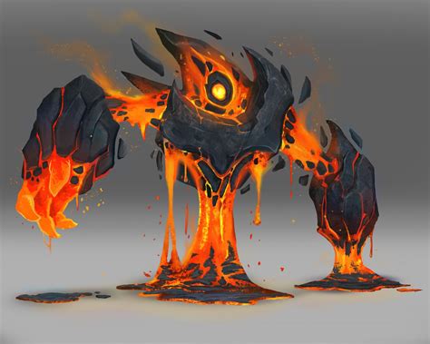 Lava Elemental, Tyler Justice | Monster concept art, Mythical creatures art, Fantasy creatures art